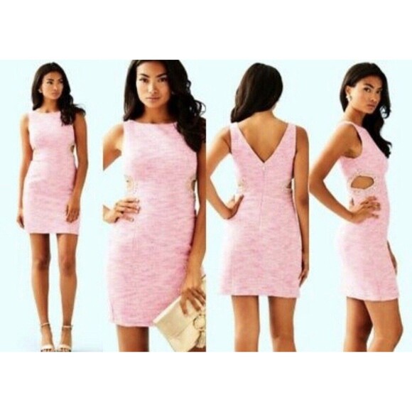 LILLY PULITZER~Catie Shift Dress Resort Pink Tropics Resort Boucle~Size 8~ $278 - Picture 3 of 16